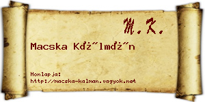 Macska Kálmán névjegykártya