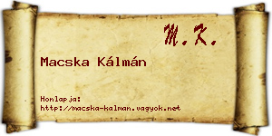 Macska Kálmán névjegykártya